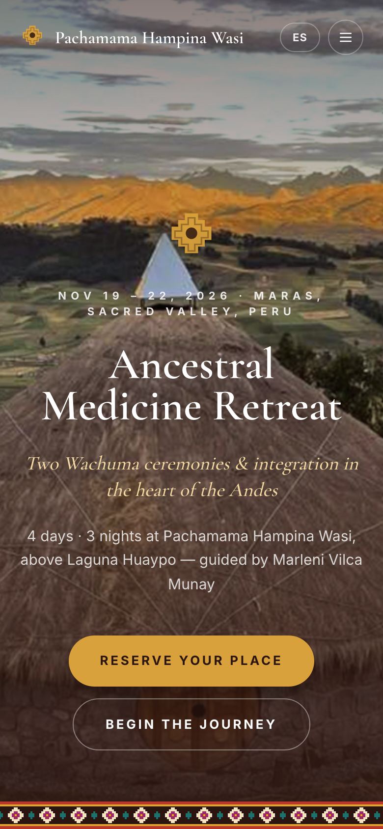 Ancestral Medicine Retreat website